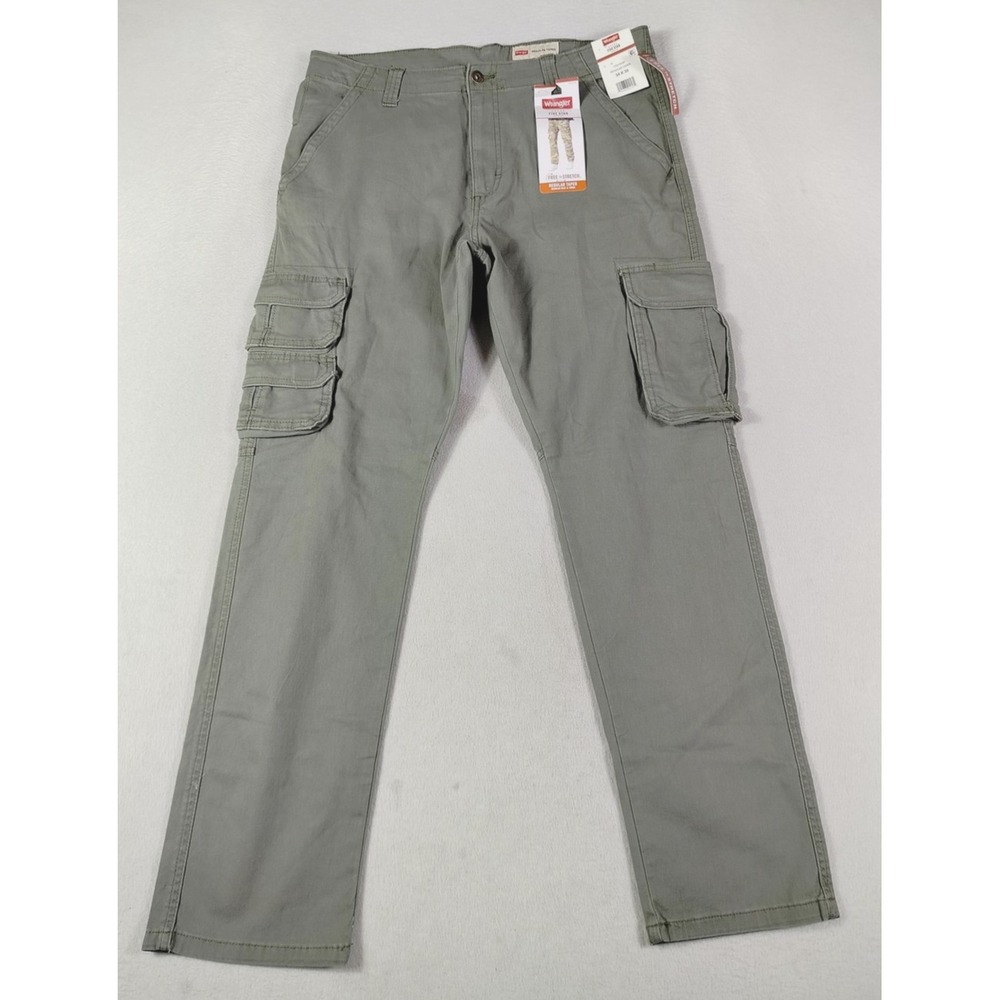Wrangler Five Star Cargo Pants Mens‎ 34 Green Workwear Taper Tactical Military